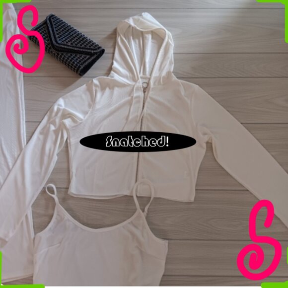 Plus Size Casual Solid Color Plus Size Pit Vest Jacket Pants Three-Piece Set - Picture 2 of 15